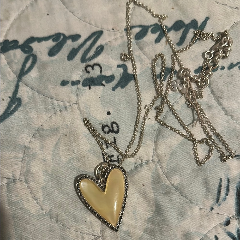 Piper Silver Necklace with Cream Heart Pendant